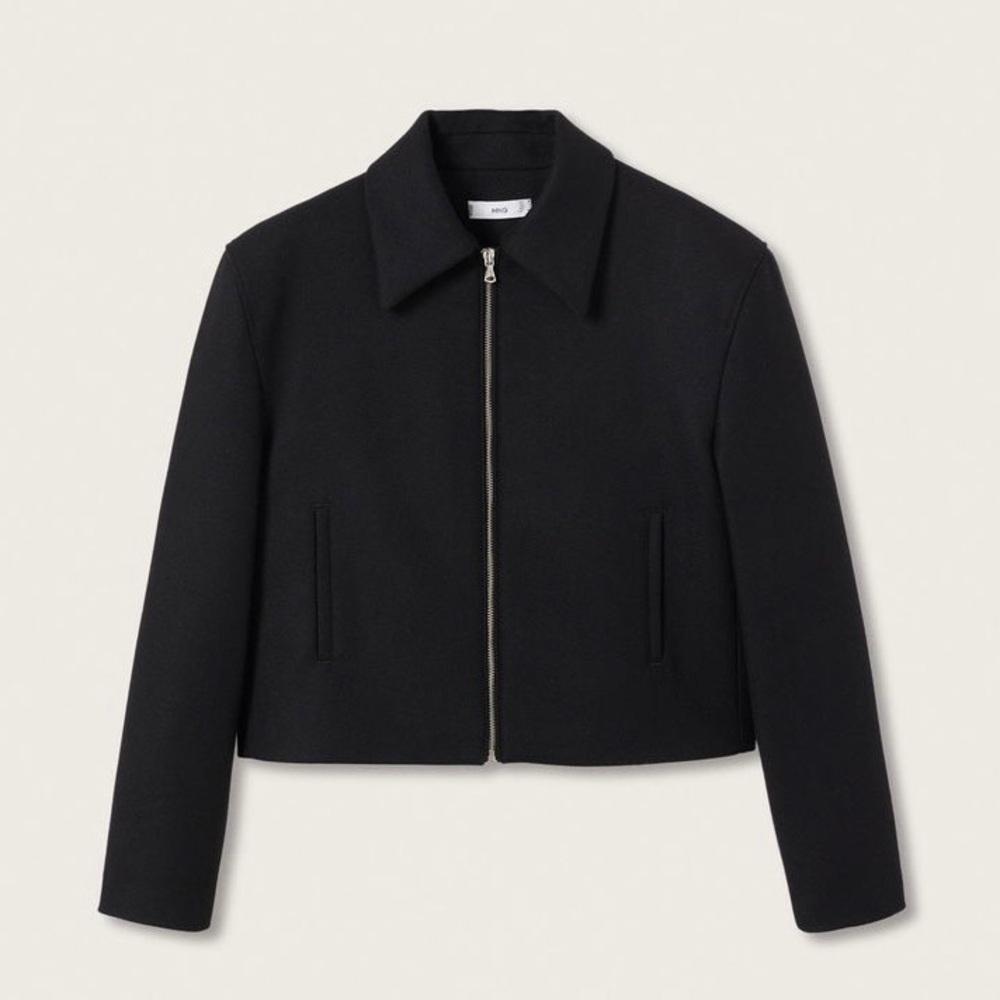 Mango Women’s Crop Wool Jacket in Black (Size: XS)